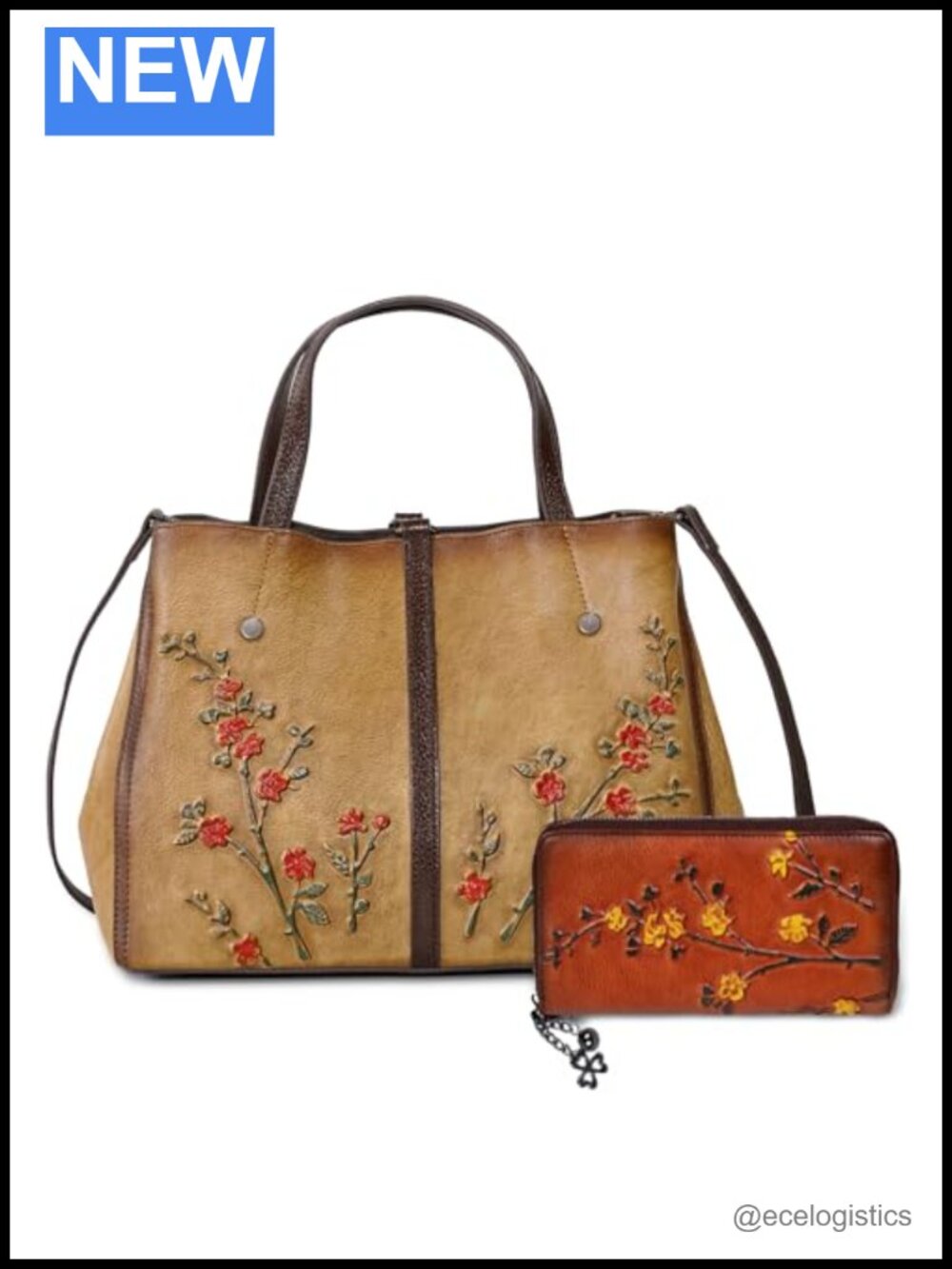 Genuine Leather Vintage Crossbody Bag & Wallet Set with RFID Blocking